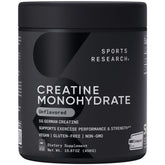 Sports Research creatine monohydrate powder jar front for strength and recovery.