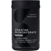 Sports Research Creatine Monohydrate powder tub with smooth-mixing micronized formula.