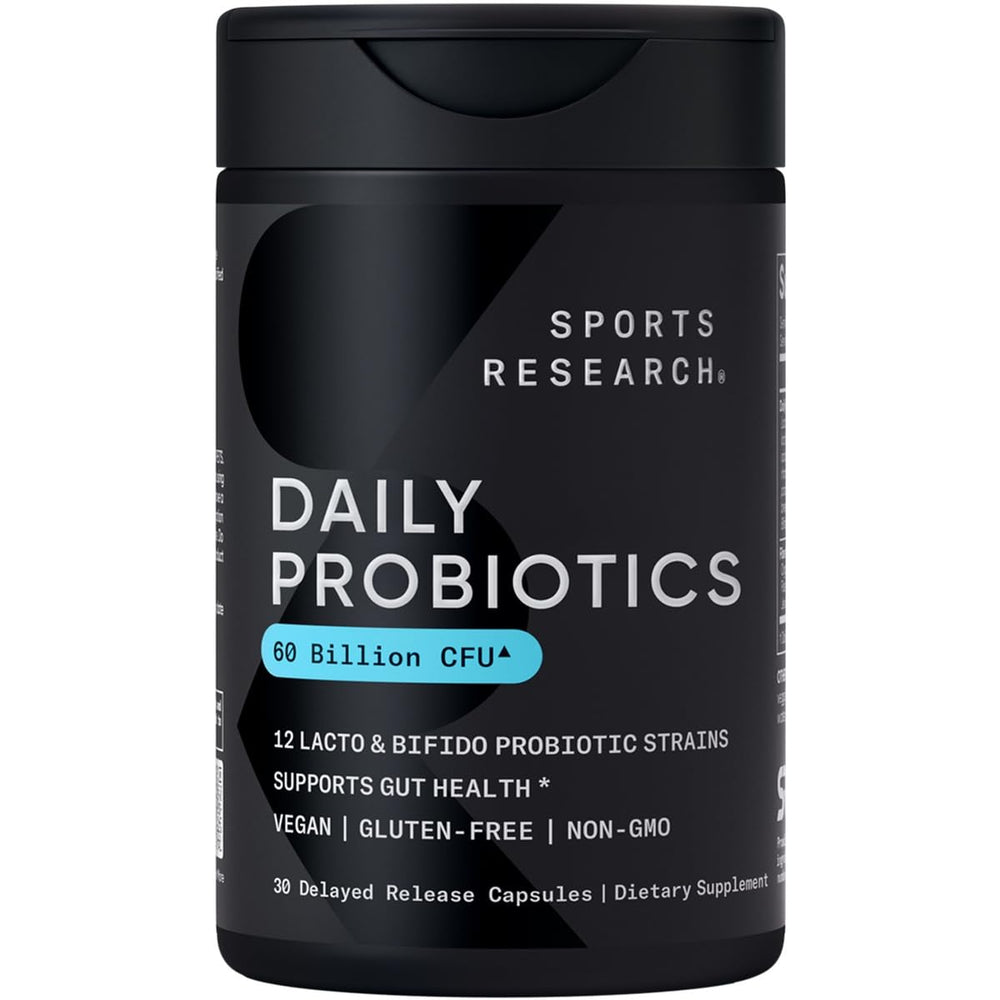 Sports Research Daily Probiotics bottle with 60B CFU for gut support