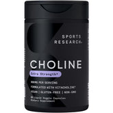 Sports Research Extra Strength Choline 800 mg bottle front for daily focus support.