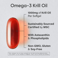 Sports Research Krill Oil softgels closeup highlighting easy-to-swallow capsules.