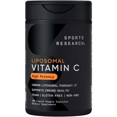 Sports Research Liposomal Vitamin C bottle front showing daily antioxidant support.