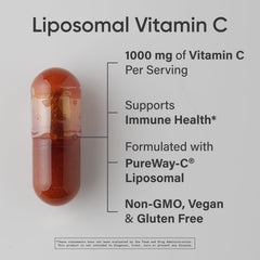 Sports Research Liposomal Vitamin C label highlighting vegan, non-GMO, gluten-free standards.