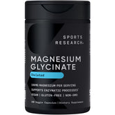 Sports Research Magnesium Glycinate bottle front view promoting restful sleep.