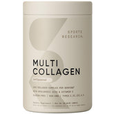 Sports Research Multi Collagen powder tub with seal boosts daily collagen support.