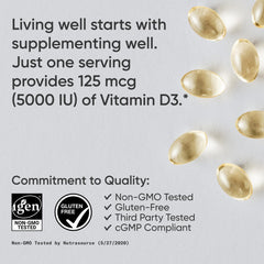 Sports Research non-GMO gluten-free label signals clean D3 formula.