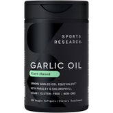 Sports Research odorless garlic oil pills bottle for daily support.
