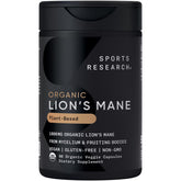Sports Research Organic Lions Mane capsules bottle – supports mental clarity during study or work sessions.