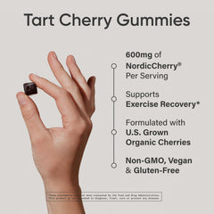Sports Research Tart Cherry Gummies close-up showing glossy gummies.