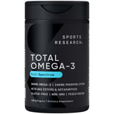 Sports Research Total Omega-3 bottle front for daily wellness with potential heart support