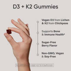 Sports Research vegan D3 K2 gummies pour shows easy daily serving.