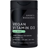 Sports Research vegan D3 softgels with coconut oil for absorption.