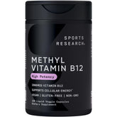 Sports Research vitamin B12 bottle front signals vegan energy support