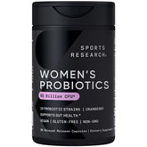 Sports Research Women's Probiotics bottle front showing 65 billion CFU for gut support.
