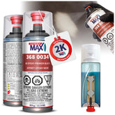 SprayMax 2K Epoxy Primer Black can shows professional-grade primer for metal.