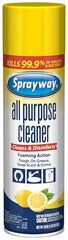 Sprayway lemon scent close-up label highlights fresh fragrance for surfaces.