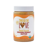 Spread The Love Naked Crunch peanut butter jar—creamy, organic, unsalted for vegan breakfasts.