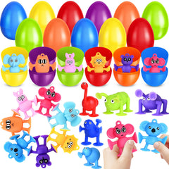 SpringFlower 24-pack Easter eggs with suction toys for gift-ready fun