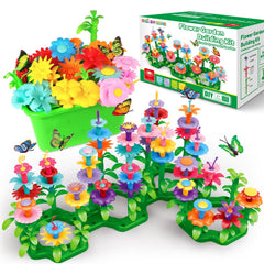 SpringFlower garden building kit storage case keeps pieces organized for play.