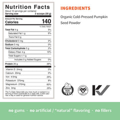 Sprout Living pumpkin seed protein powder pouring into a glass for smoothies.