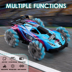 SPRSHY RC stunt car spray effect adds dramatic action indoors or outdoors.