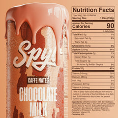 Spylt glass pour highlights zero sugar and lactose-free nutrition.