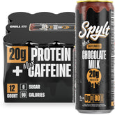 Spylt Max chocolate milk bottle showcasing rich texture and caffeine boost.