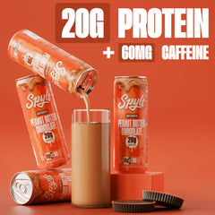 Spylt shelf-stable protein shake label emphasizes zero sugar and lactose-free formula.