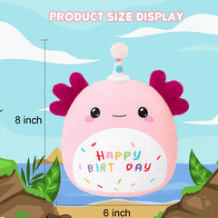 SQEQE 8-inch pink axolotl plush displayed as a cute decor piece