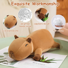 SQEQE Weighted Capybara Plush, 23.6-inch size, an inviting home decor accent.