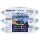 Squatty Potty flushable wipes 3-pack front view, strong yet gentle for daily cleansing