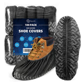 Squish non-slip-sole shoe cover protects floors and provides safer indoor traction.