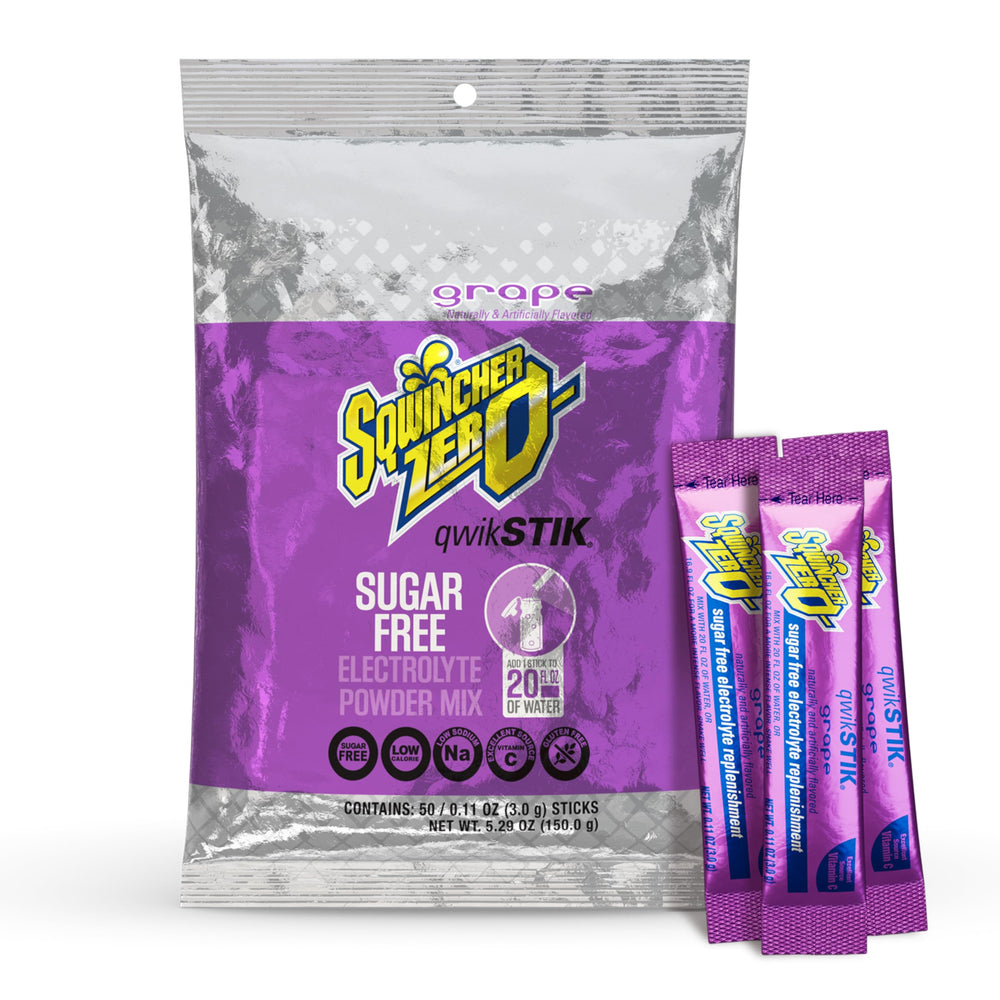 Sqwincher Zero Qwik Stik grape packet for sugar-free hydration