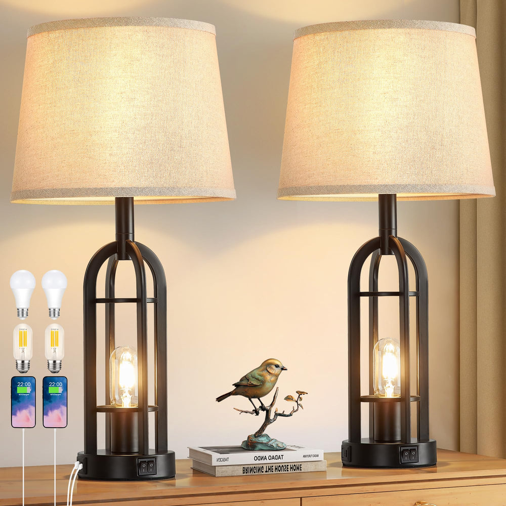 SRJJA black table lamps set 2 for living room offer warm ambience
