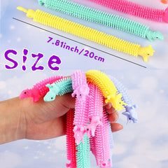 Srmayyi dinosaur sensory noodle with textured surface for tactile relief.