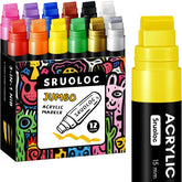 SRUOLOC 12-colors jumbo markers pack for bold acrylic art on rocks and canvas.