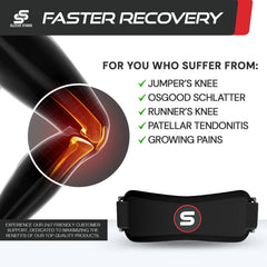 SS Sleeve Stars knee strap with three-length adjustable bands for a customizable fit.