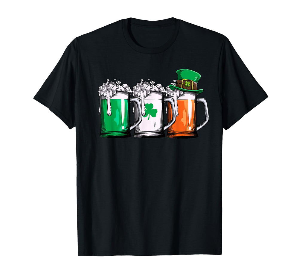 St. Patrick's Day Lucky Co T-shirt with Irish beer flag leprechaun design for festive wear.
