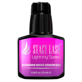 Stacy Lash Lightning Speed bottle closeup, highlighting brand and compact design for studio use.
