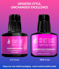 Stacy Lash Lightning Speed low-viscosity closeup, enabling faster, clump-free lash application.