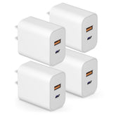 STAKYCET 4-pack 20W USB-C charger block front view for quick charging.