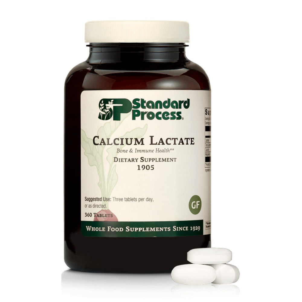 Standard Process Calcium Lactate bottle front view showing bone support