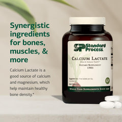 Standard Process Calcium Lactate bottle closeup highlights vegan gluten-free tablets