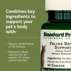 Standard Process Feline Renal Support dosing tablet, easy to administer with meals.