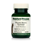 Standard Process Feline Renal Support tablets shown, supporting kidneys and urinary health.