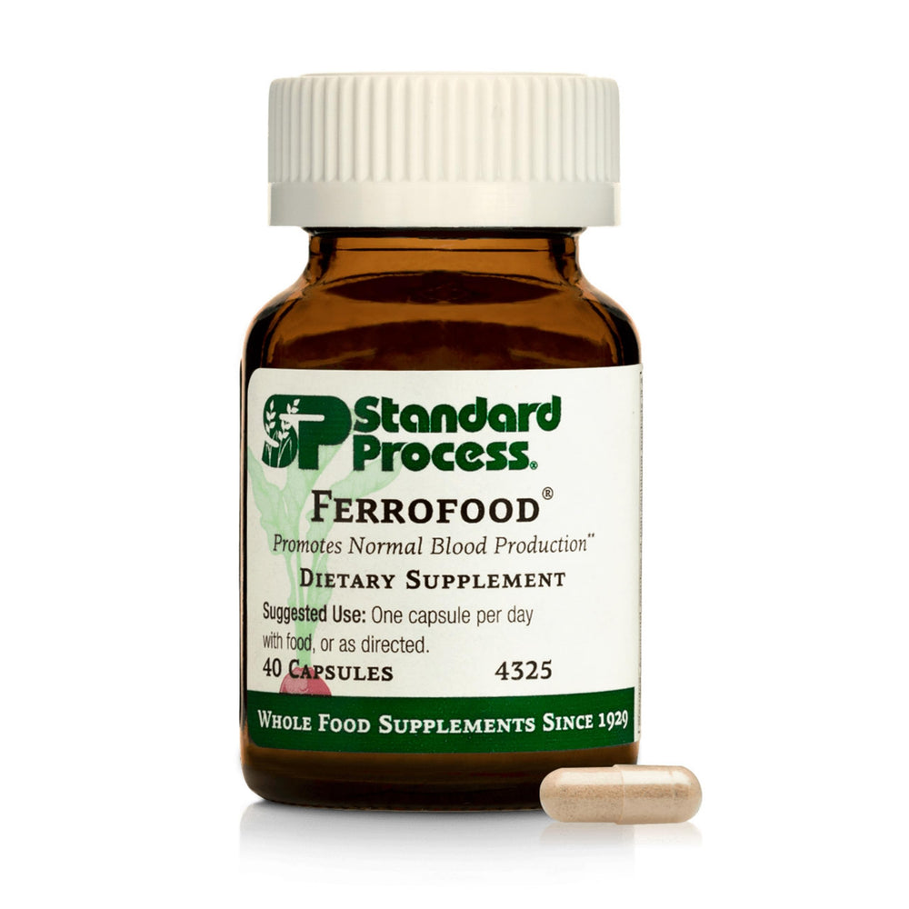 Standard Process Ferrofood bottle front view supports normal blood production