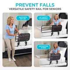 Stander EZ Adjust Bed Rail folded down for easy bedside access.