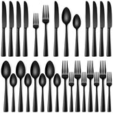 Stapava 20pc black silverware set with dinner knives for elegant dining.