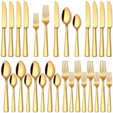 Stapava 20-piece gold silverware set on a table for elegant dining