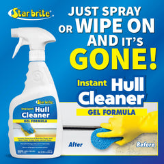 STAR BRITE Hull Cleaner applied to hull on fiberglass surface during cleaning